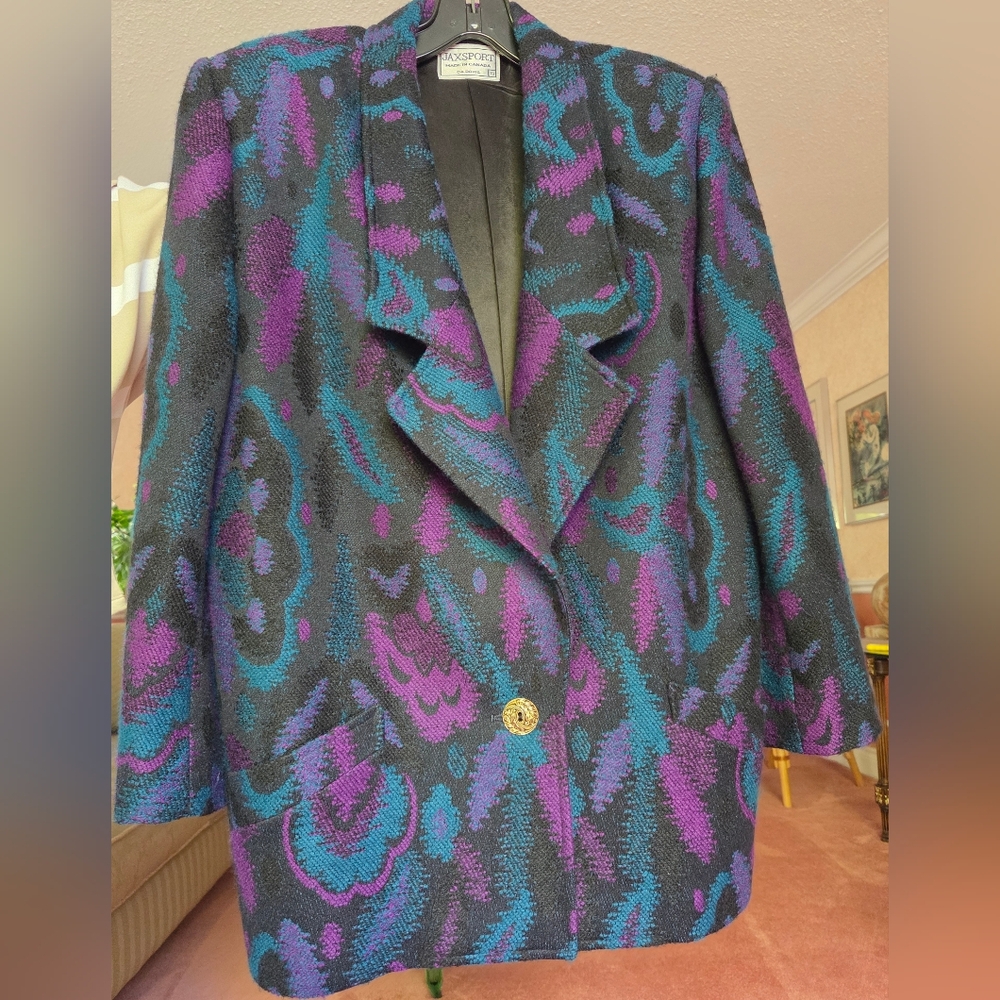 Black and Purple Blazer with Vintage Flair